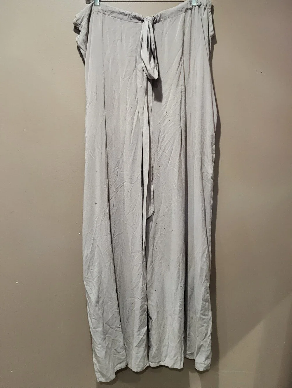 Wide Leg High Waist Drawstring Lightweight Taupe Pants